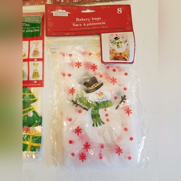 Lot of 4 Sealed Christmas Cookie Tray Bags Bakery Bags Cello Bags with Ties - Picture 4 of 8